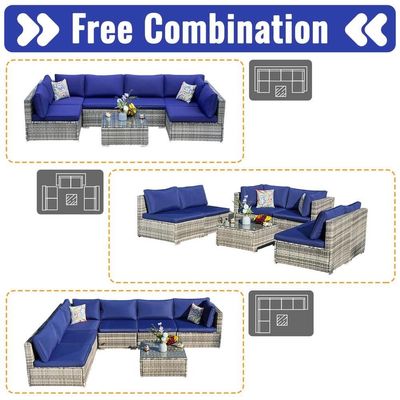 Moderno Design PE Rattan Outdoor Furniture Set per giardino Wicker Weave Sezione Divano Set