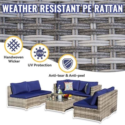 Moderno Design PE Rattan Outdoor Furniture Set per giardino Wicker Weave Sezione Divano Set