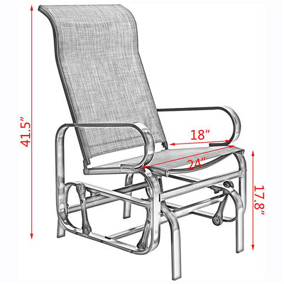 Metal Frame Outdoor Bistro Patio Garden Single Rocking Lounge Chair con logo personalizzato