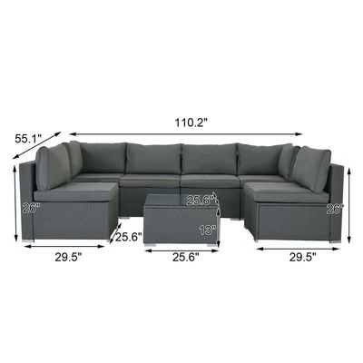 AJUNION Wicker Rattan PE Divano sezionale Set giardino Mobili da patio Set di conversazione Mobili per esterni