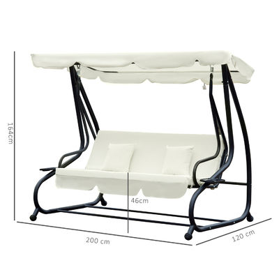 Sedile sospeso con finitura rivestita in polvere e gancio a molla W120xL200xH164cm