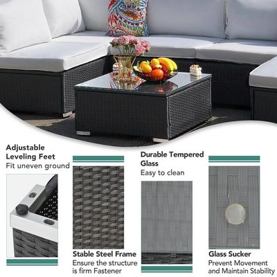 Mobili per l'aria aperta AJUNION 7 pezzi PE Rattan Wicker Divano sezionale Set per giardino