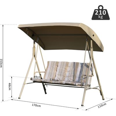 Moderno design AJUNION 3 posti a sedere Outdoor Metal Frame Patio Swing Divano Swing Letto Poltrona