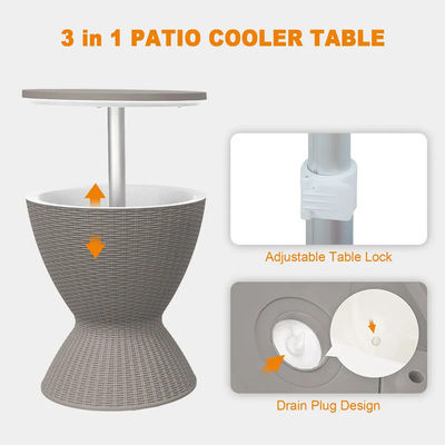 48.5*48.5*57.5cm Logo personalizzato Ice Cooler Lift Top Coffee Wine Beer Table per campeggio all'aperto