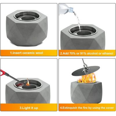 Pounds AJUNION Portable Mini Beton Fire Pit Tabletop Alcol Burning Fire Pit Bowl