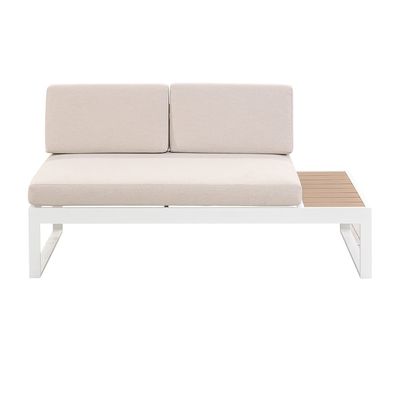 AJUNION Set mobili da esterno a forma di L Set salotto in alluminio con finitura in teak di plastica