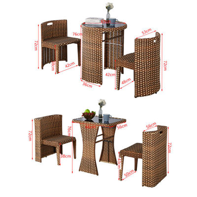 Tavolo da pranzo e sedia rotondo in vetro temperato di rattan per caffè