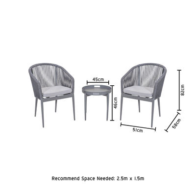Rope Weave AJUNION 3 Piece Aluminum Bistro Set per balcone Cottage e spiaggia Seduta