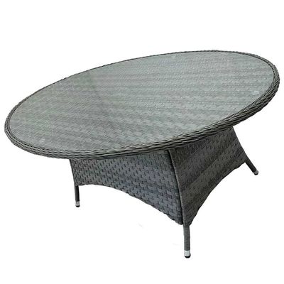 Set da pranzo esterno da 9 posti con tavolo rotondo e cuscini di AJUNION Rattan Furniture