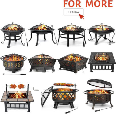 Fuoco a legna rotondo in acciaio per barbecue in giardino e nel cortile