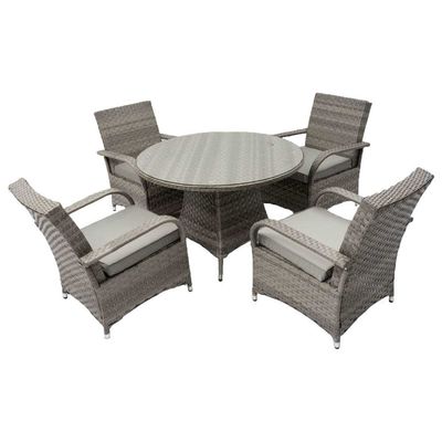 Tavolo rotondo mobili da pranzo per esterni Set da giardino in rotino per 4 posti da AJUNION