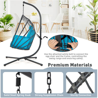 Moderno design pesante telaio in acciaio sedia appesa con tessuto cuscino poliestere