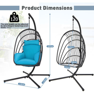 Moderno design pesante telaio in acciaio sedia appesa con tessuto cuscino poliestere