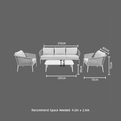 Intaglio in alluminio Arredamento per patio per tutto il tempo Set con divano e tavolo da caffè in tessuto di rotino