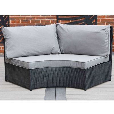 AJUNION 8 posti Round Rattan Garden Furniture Set da pranzo con spessore del cuscino di 10 cm