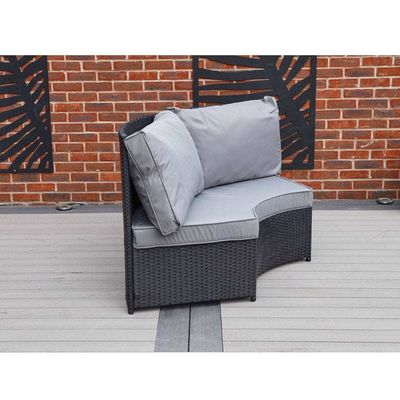AJUNION 8 posti Round Rattan Garden Furniture Set da pranzo con spessore del cuscino di 10 cm