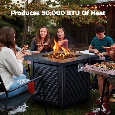 28"D x 28"W x 25"H Quadratura Esterno Tavolo Fuoco a Propano 50000 BTU Acciaio Senza Fumo