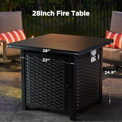 28"D x 28"W x 25"H Quadratura Esterno Tavolo Fuoco a Propano 50000 BTU Acciaio Senza Fumo