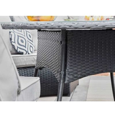 AJUNION 8 posti Round Rattan Garden Furniture Set da pranzo con spessore del cuscino di 10 cm
