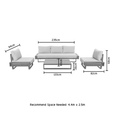 AJUNION Luxury Aluminum Sofa Set Arredamento con tavolo da caffè Dimensioni L 120 x W80 x H26cm