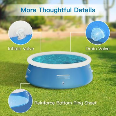 Piscina per famiglie in PVC a sfondo extra grande AJUNION 12ft x 33in per divertimento in giardino all'aperto