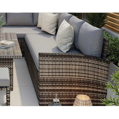 AJUNION Mobili da giardino in rotino PE Set con tavolo da pranzo a sbalzo L96xW49xH35cm