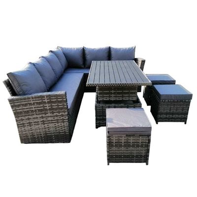 AJUNION Modern Garden Dining Set da 9 posti con tavolo da pranzo regolabile e cortile