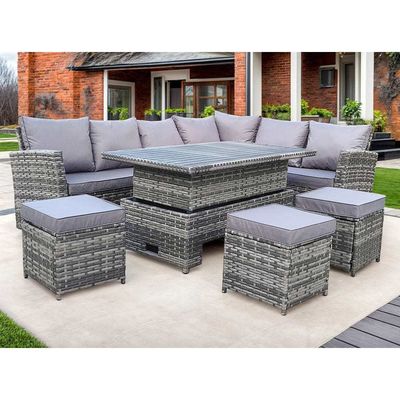AJUNION Modern Garden Dining Set da 9 posti con tavolo da pranzo regolabile e cortile