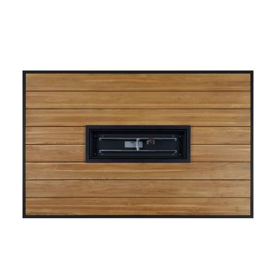 Tavolo da fuoco da pranzo all'aperto Tavolo da fuoco a gas di propano con telaio in alluminio in legno di teak