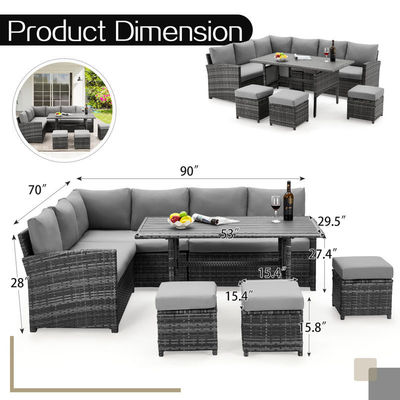 AJUNION 9 Piece Wicker Mobili Esterni Divano di Rattan Set Comodo PE Wicker Rattan