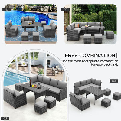 AJUNION 9 Piece Wicker Mobili Esterni Divano di Rattan Set Comodo PE Wicker Rattan
