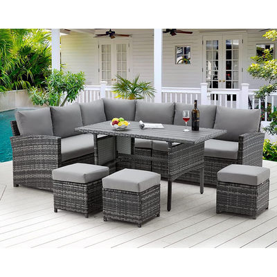 AJUNION 9 Piece Wicker Mobili Esterni Divano di Rattan Set Comodo PE Wicker Rattan