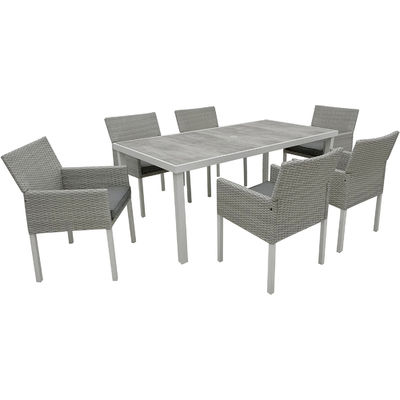 Imballaggio postale Y 7 pezzi mobili da giardino Tavolo e sedie Set con PE Wicker Rattan