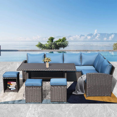 Divano esterno Patio Giardino Balcone Piscina Spiaggia PE tessuto Wicker Rattan Lounge Modulare Divano Set