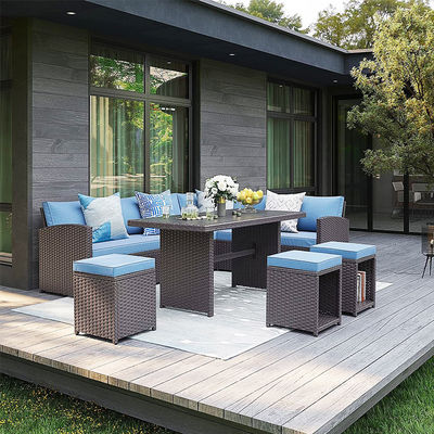 Divano esterno Patio Giardino Balcone Piscina Spiaggia PE tessuto Wicker Rattan Lounge Modulare Divano Set