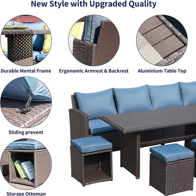 Divano esterno Patio Giardino Balcone Piscina Spiaggia PE tessuto Wicker Rattan Lounge Modulare Divano Set