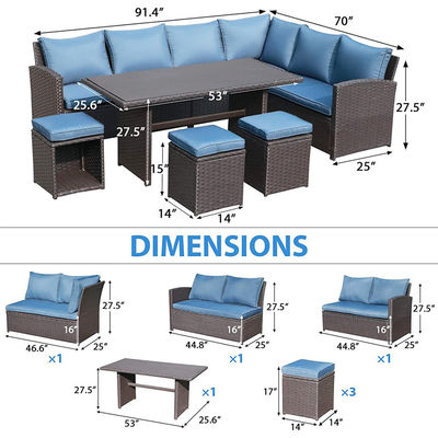 Divano esterno Patio Giardino Balcone Piscina Spiaggia PE tessuto Wicker Rattan Lounge Modulare Divano Set