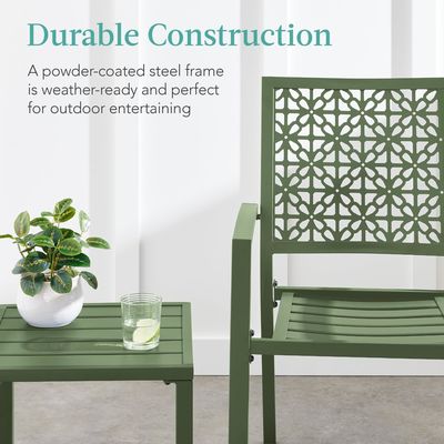 Mobili per esterni AJUNION Moderno KD In acciaio cornice giardino Set sedia impilabile Set Bistro