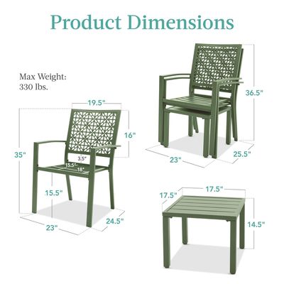 Mobili per esterni AJUNION Moderno KD In acciaio cornice giardino Set sedia impilabile Set Bistro