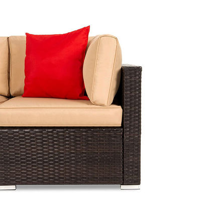 Hotel Outdoor Indoor Patio Giardino Balcone Piscina Spiaggia Woven PE Wicker Rattan Lounge Set di divani modulari sezionali