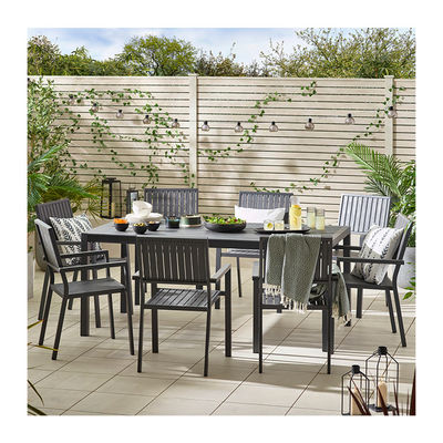 Set da pranzo per il patio della villa AJUNION 8 posti Tavola e sedie per esterni con telaio in alluminio