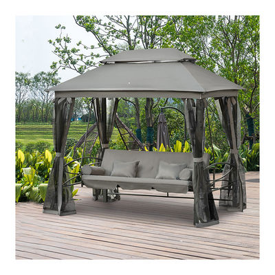 Metal AJUNION Patio esterno Daybed 3 in 1 Canopy Gazebo Swing Chair Garden Amaca con rete anti zanzara