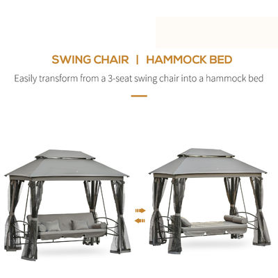 Metal AJUNION Patio esterno Daybed 3 in 1 Canopy Gazebo Swing Chair Garden Amaca con rete anti zanzara