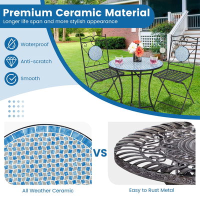 Aggiorna la tua decorazione esterna con AJUNION Bistro All Weather Set Tavolo Dimensione Dia24" x H28