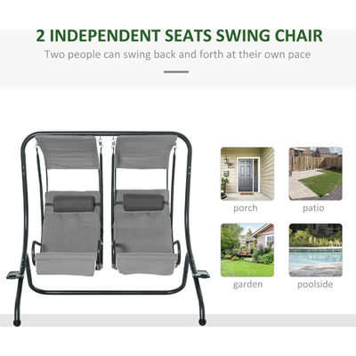 Patio Leisure Facilities AJUNION 2 posti a sedere Swing Outdoor Hanging Chair con baldacchino 37kg
