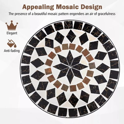 Mobili per esterni AJUNION 2 Sedia e tavolo in metallo Sedia pieghevole in ferro Antico mosaico piastrelle Tavolo set Bistro