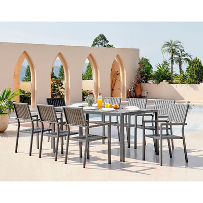 Set da pranzo in alluminio per esterni da 8 posti in legno di teak Tavolo da pranzo da giardino da 8 posti