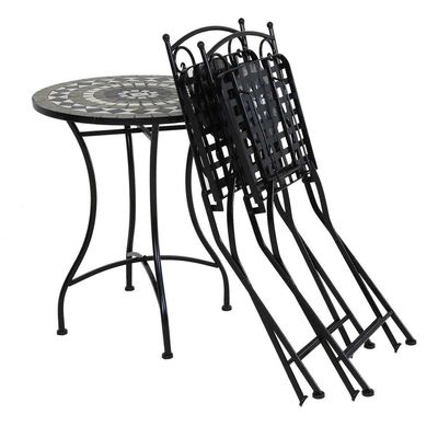 Balcone da giardino in ferro robusto Set Bistro con stile di design moderno e rivestimento di piastrelle in ceramica