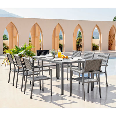 Set da pranzo in alluminio per esterni da 8 posti in legno di teak Tavolo da pranzo da giardino da 8 posti