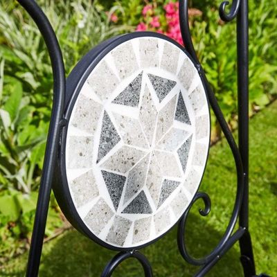 Set di tavolo e sedia in metallo pieghevole per giardino antico mosaico